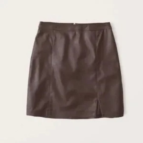 NWT Abercrombie Brown Vegan Leather Mini Skirt Medium - Picture 3 of 7